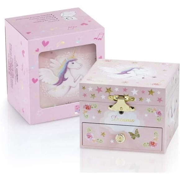 Kids Musical Jewelry Box for Girls with Drawer and Jewelry - Picture 7 of 13